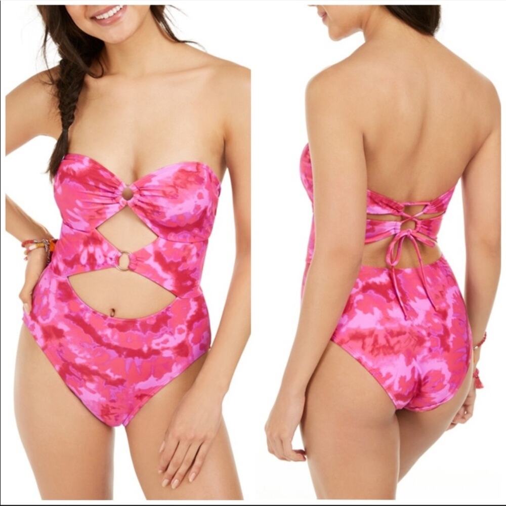 Hula Honey Pink TIE-DYE Cut-Out One-Piece Swimsuit